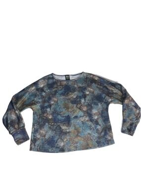 Women's PURE essence Long Sleeve sweater S Blue Brown Abstract